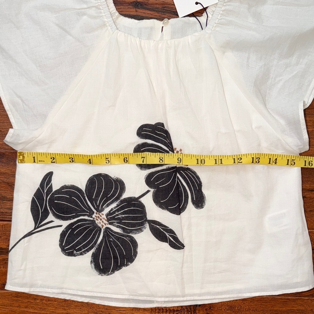 Zara Kids Floral White Blouse Print with Black Floral Design, size 11-12 - Picture 3 of 6